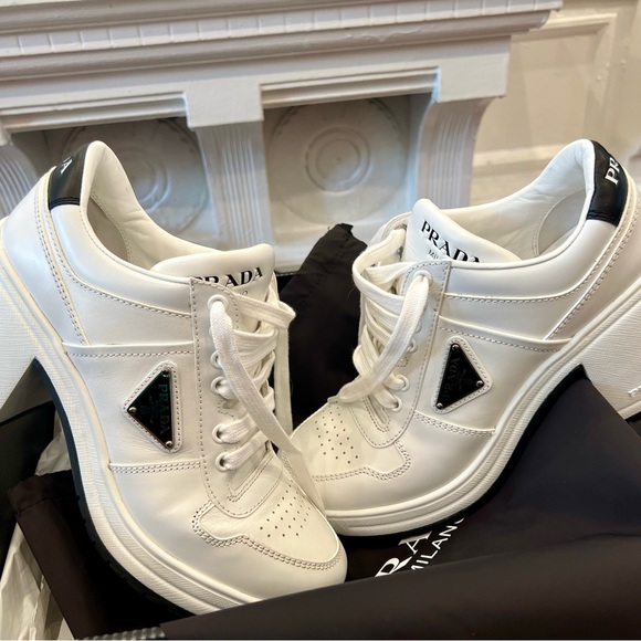 Excellent condition RARE Prada Downtown high heel sneakers. Size 38.5 - Picture 13 of 15